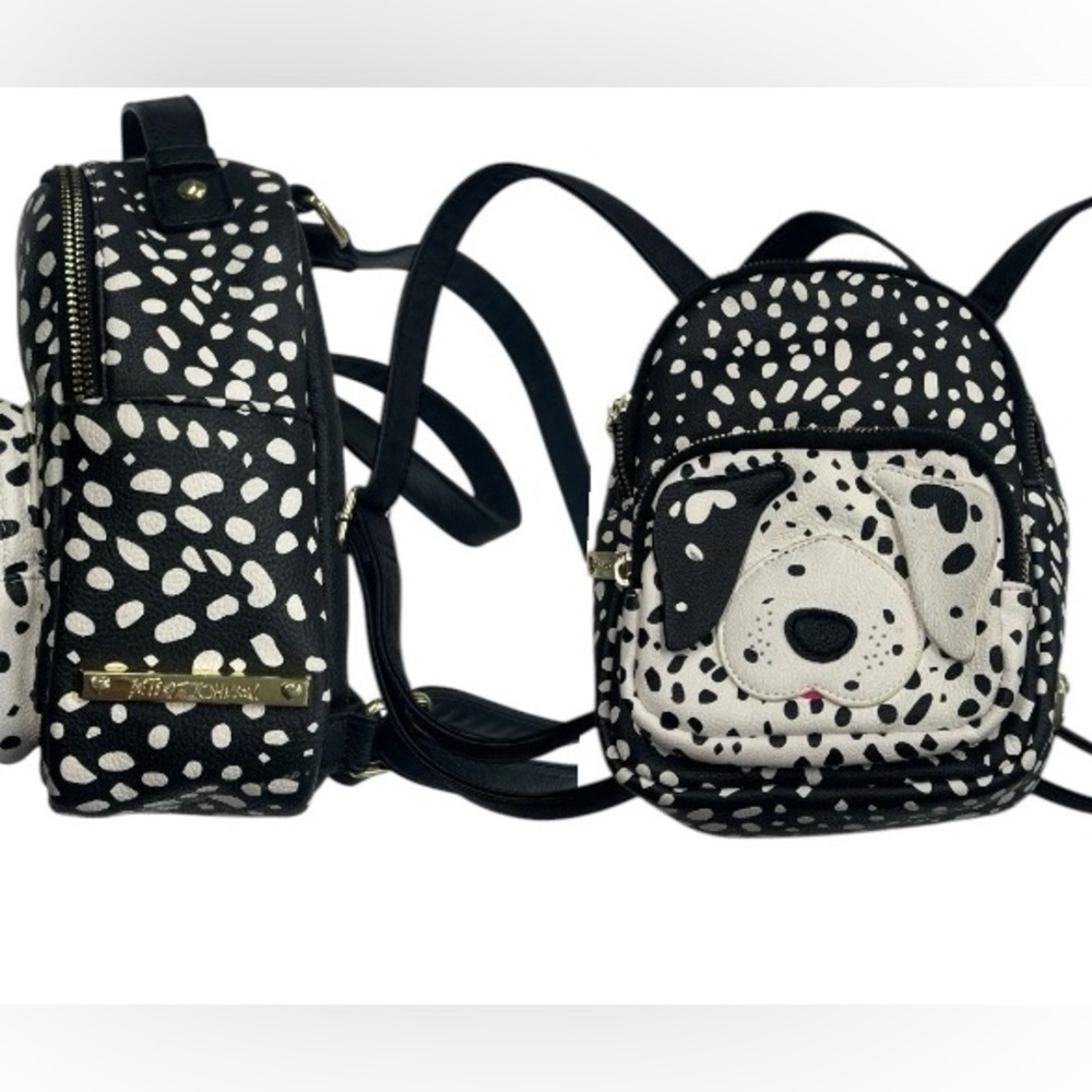 Betsey Johnson Black and White Puppy Mini Backpack